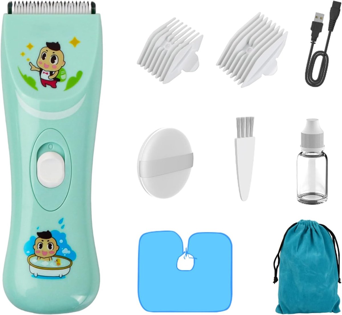 Stille Oplaadbare Kinder Haartrimmer - Waterdicht voor Baby's en Peuters