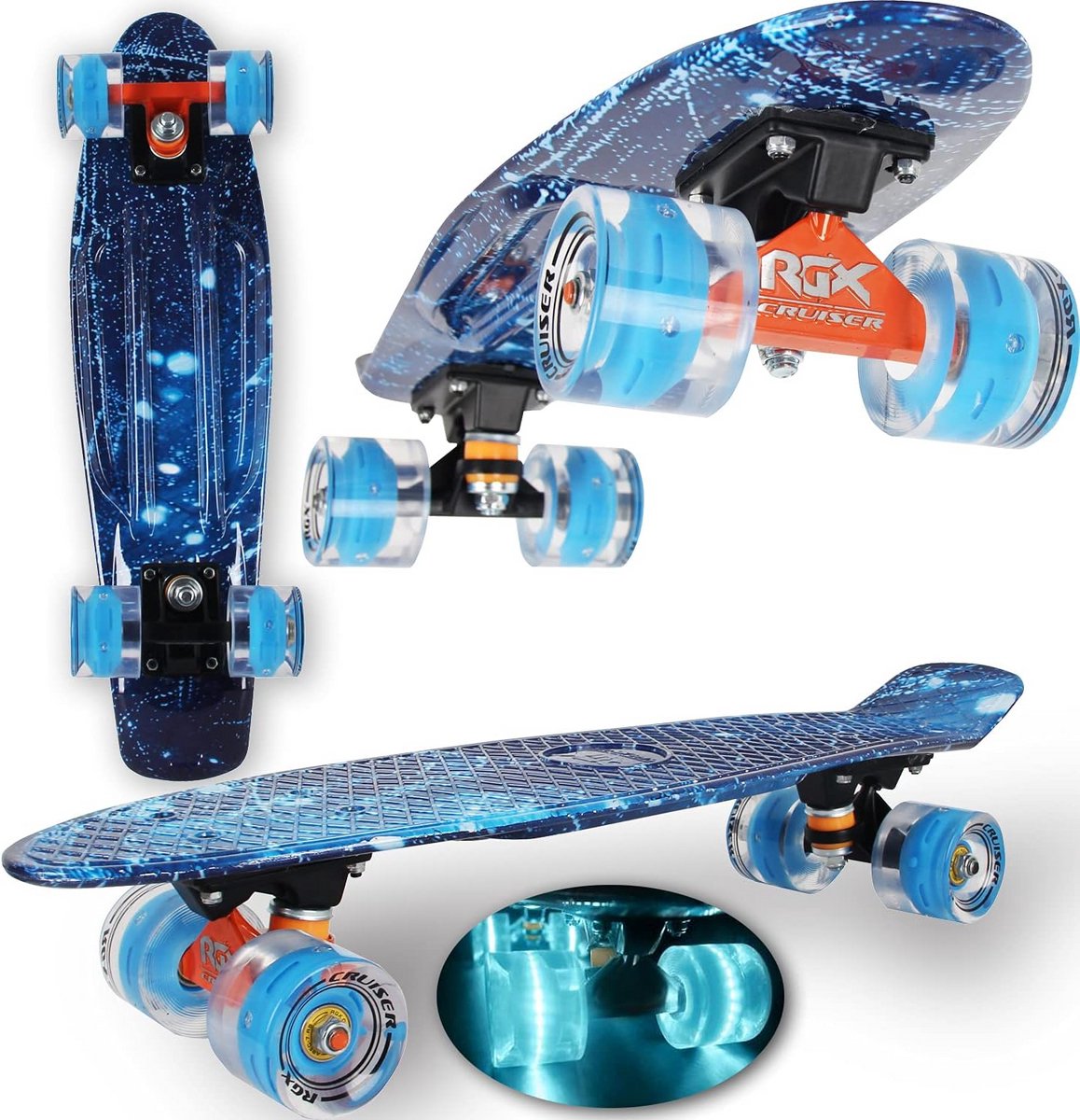 Mini Cruiser Skateboard 56 cm met LED Lichtgevende Wielen voor Kinderen en Volwassenen