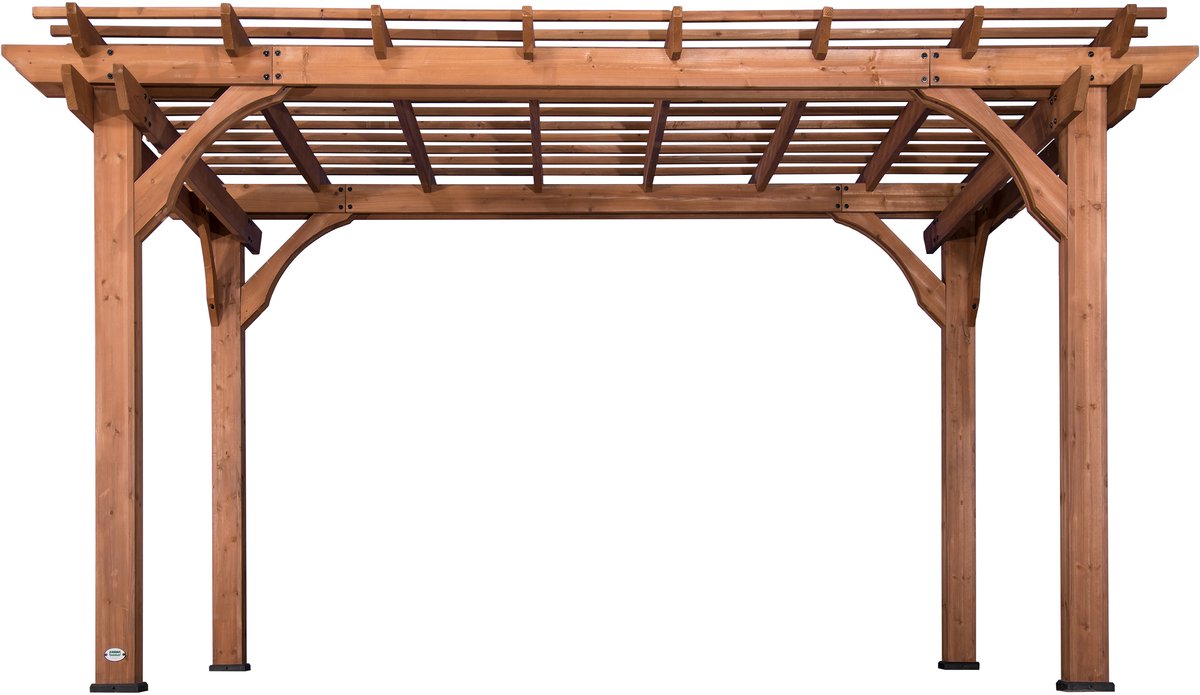 Backyard Discovery Pergola van Hout 305 x 426 cm – FSC 100% hout - Vrijstaande Cederhouten Pergola – Trellis Dakconstructie – Tuin Pergola met 14x14 cm Staanders