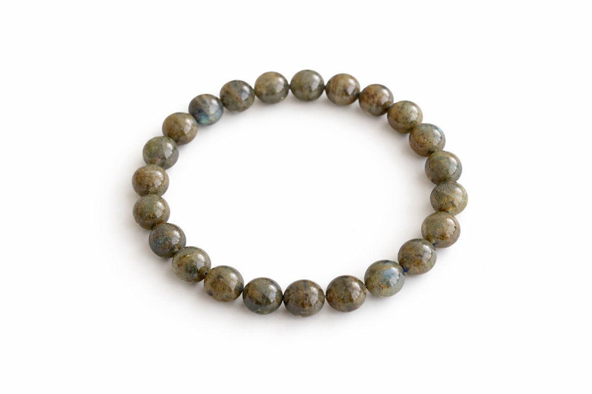 Labradoriet Armband 8 mm Kralen – Diameter 17 cm – Natuurlijke Edelsteen Armband - Natuursteen Sieraad voor Dames en Heren
