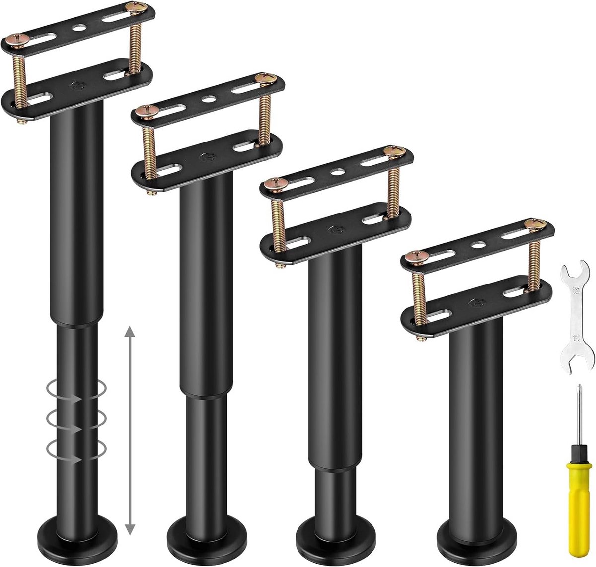 Verstelbare Bedpoten Set (4 Stuks) - In Hoogte Verstelbaar 18-32 cm