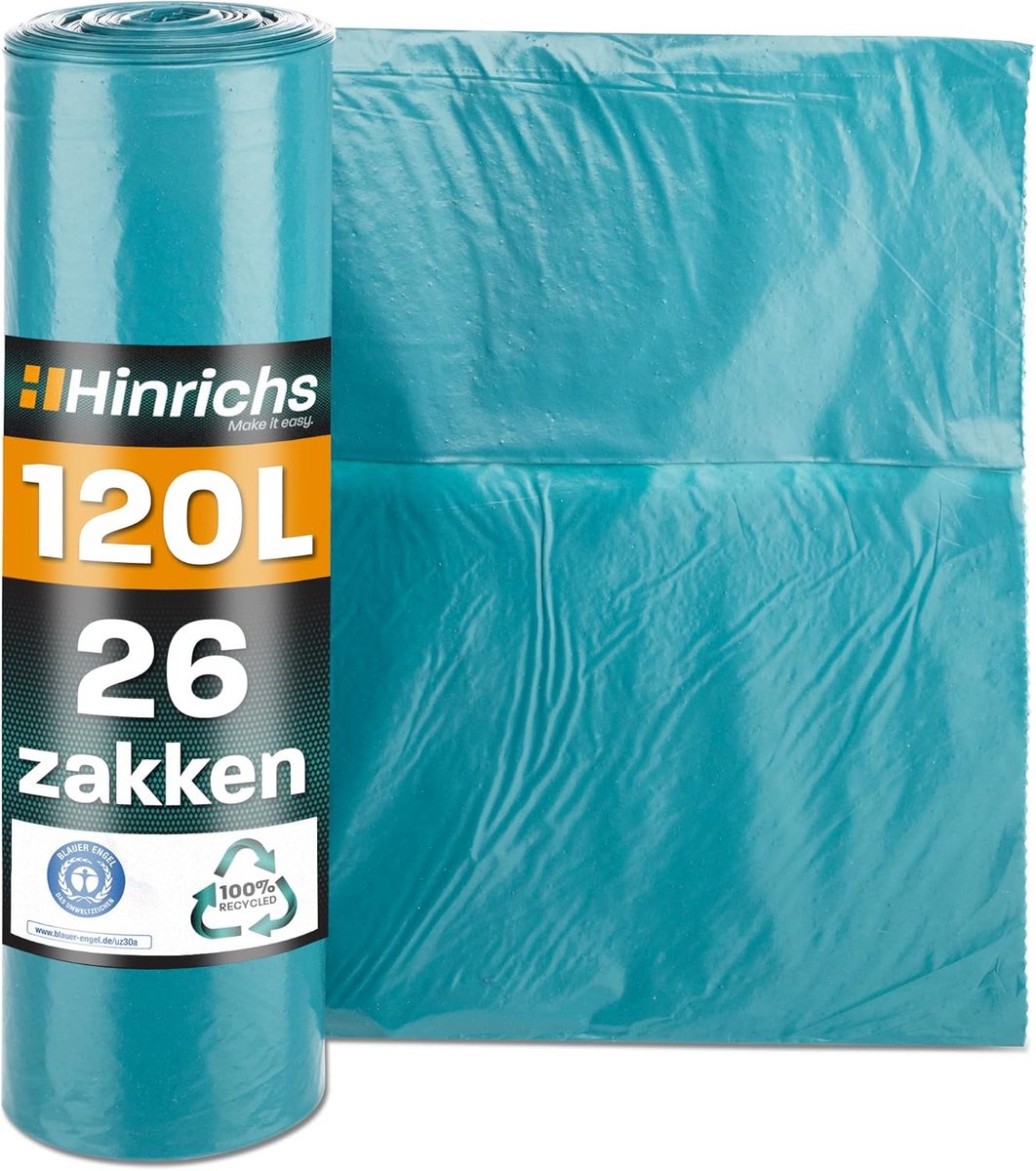 Extra Sterke Vuilniszakken 120L Blauw - Scheurbestendig en Gemaakt van Gerecycled Materiaal