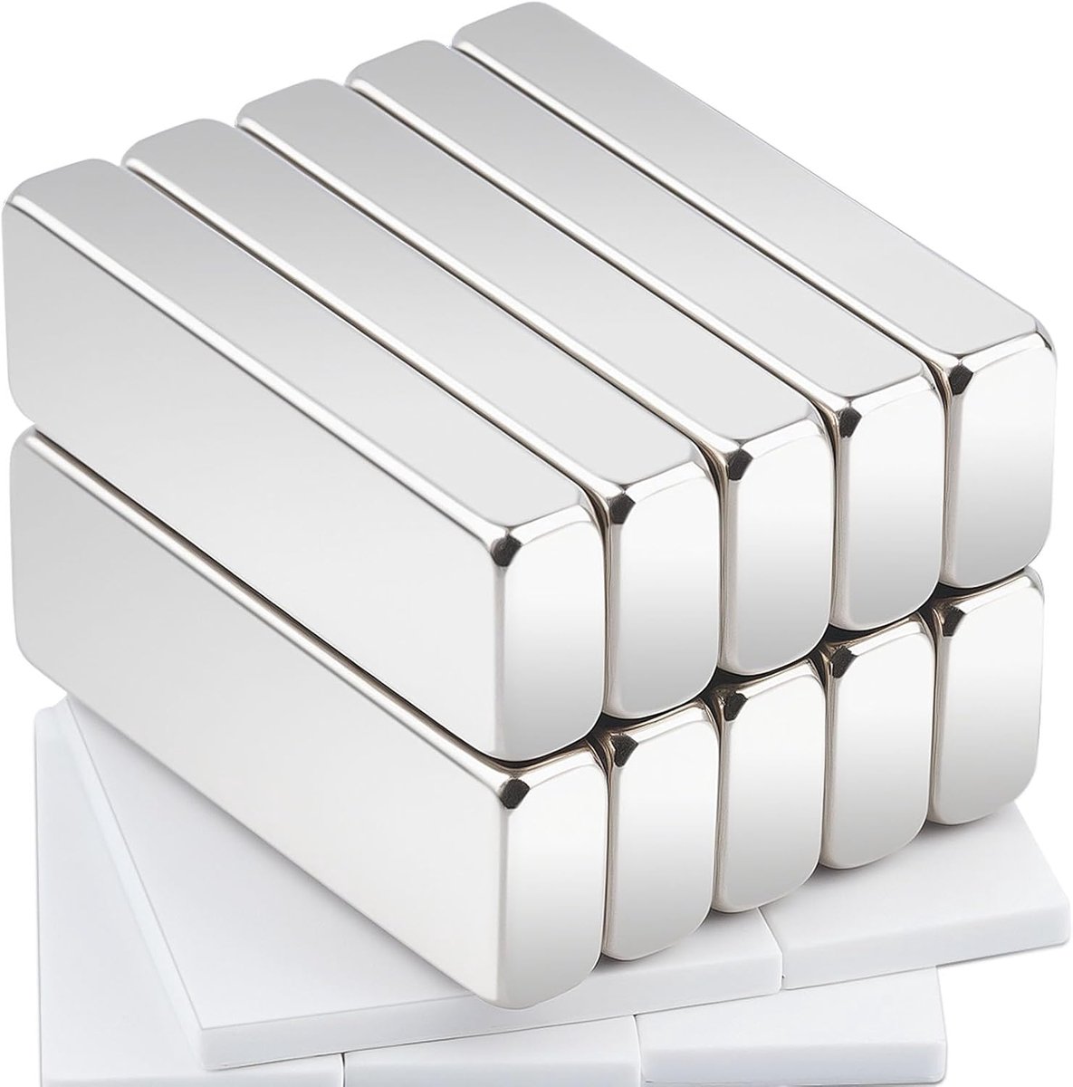 Set van 10 Sterke Rechthoekige Neodymium Magneten 30x10x5 mm voor Bord en Koelkast