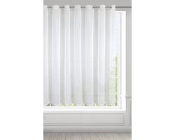 Transparant Voile Gordijn met Ringen - Linnenlook Verduisterend Wit - 400x150 cm - Geschikt voor Woonkamer & Slaapkamer
