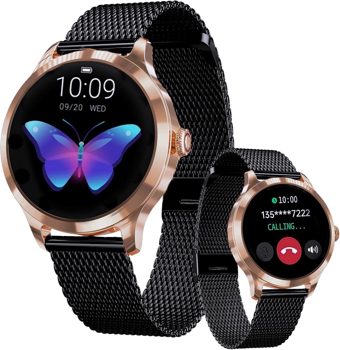 Ronde Smartwatch Dames met Hartslagmeter, Stappenteller en Waterdicht Display