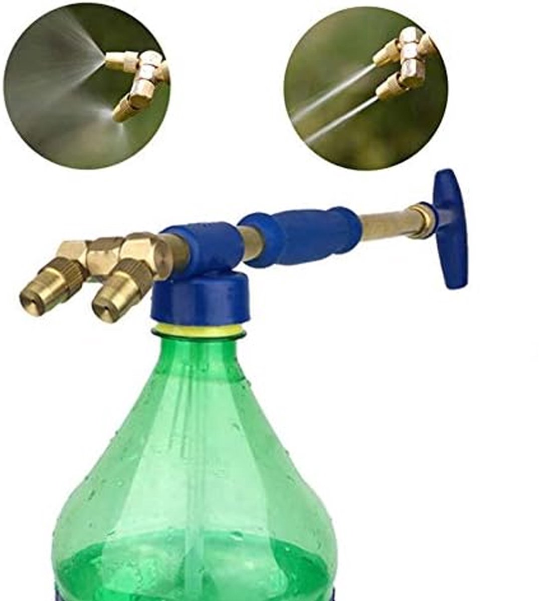 Sproeiaccessoires - Miniatuur sproeipistool - Handmatig verstelbaar - Dubbele messing sproeikop - 38 cm - Sproeitype - Dubbele sproeikop - Sproeiaccessoires - Geschikt voor het besproeien van planten in de tuin - Blauw