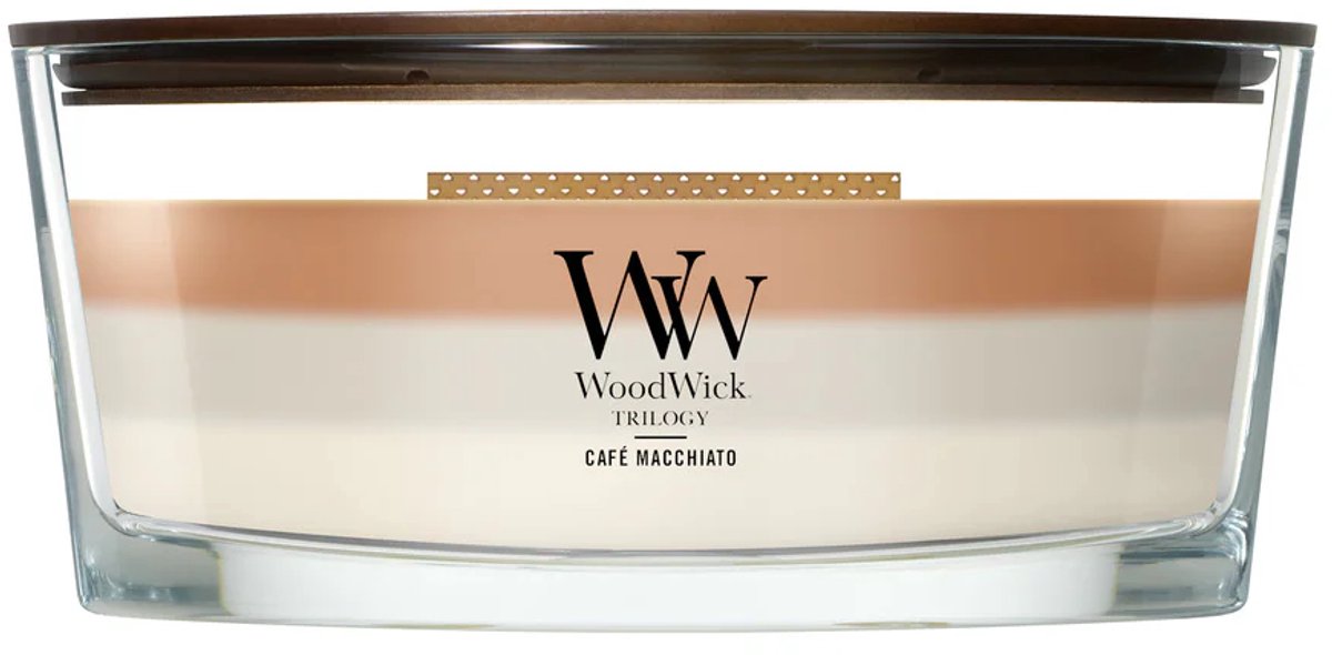 WoodWick Hearthwick - Trilogy Café Macchiato - Ellipse Geurkaars - 50 branduren Meerkleurig