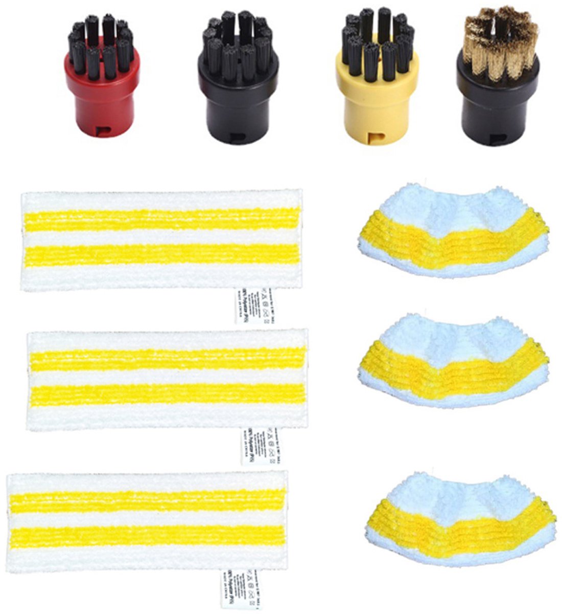 10-delige Accessoireset – Vervangingsonderdelen Stoomreiniger – Inclusief Ronde Borstels & Microvezel Dweilpads – Geschikt voor SC1, SC2, SC3, SC4, SC5 Modellen