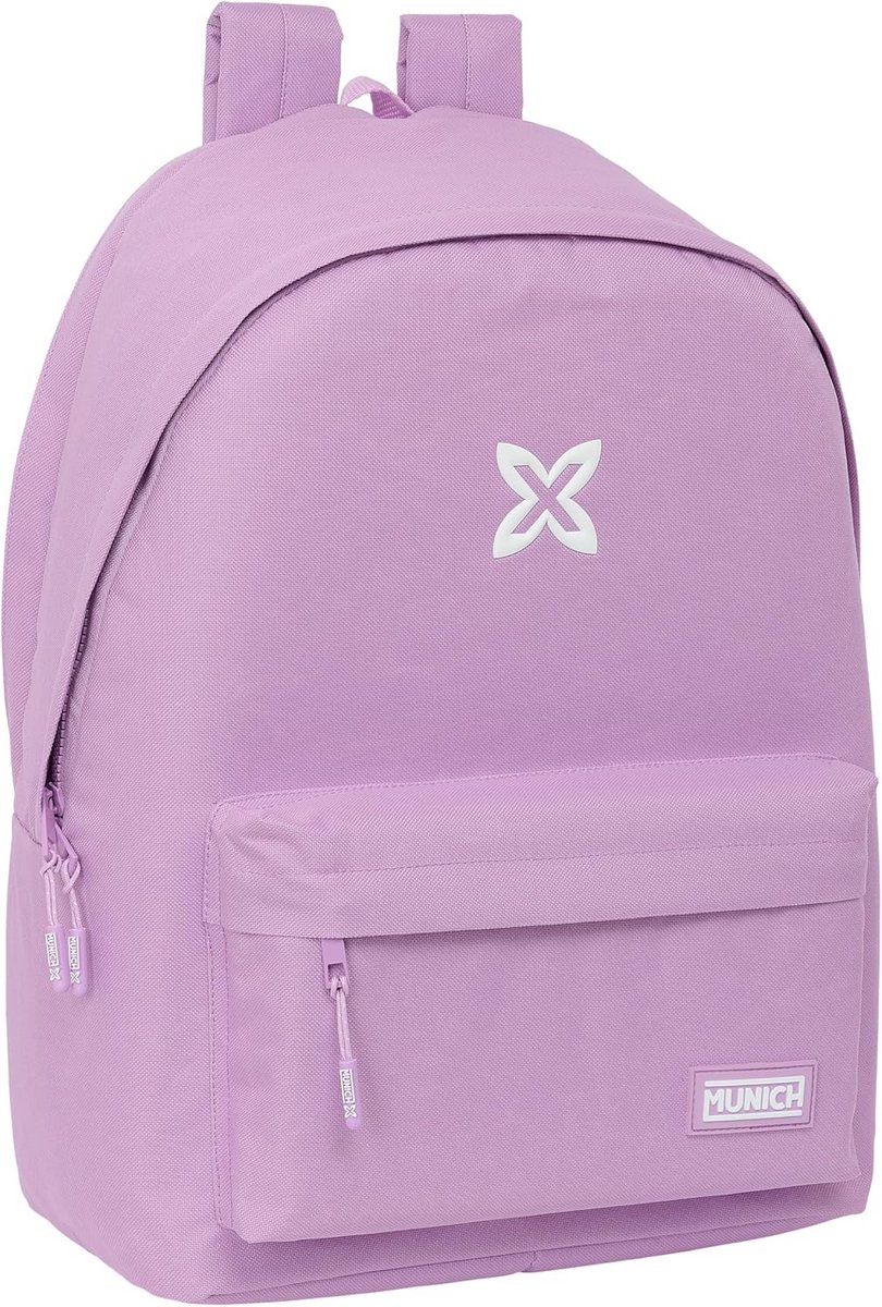 Middelgrote Schooltas Rugzak voor School en Laptop (15.6 inch) met USB-aansluiting, Lila