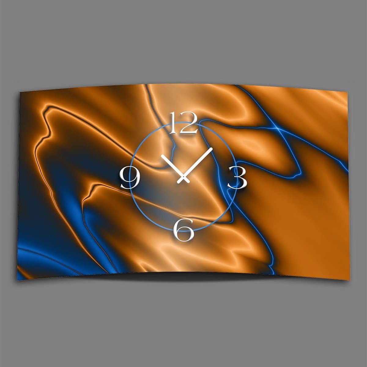 Moderne Wandklok Kobaltblauw Koper Abstract Design Stil Zonder Tikken