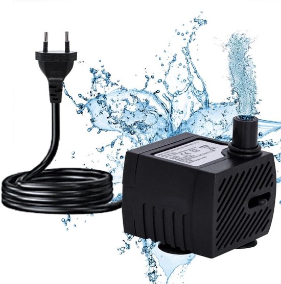 Waterpomp - Mini-waterpomp - Aquariumpomp - Ultra Stille Werking - 200 L/uur - 2,5 W, met 1,5 m netsnoer - kleine dompelpomp - kleine dompelpomp voor aquarium, fontein, standbeeld, hydrocultuur