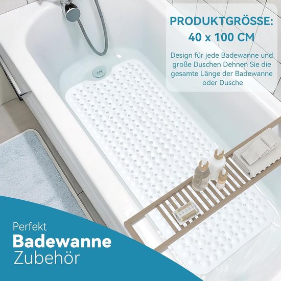 Antislip Badmat Extra Lang voor Badkuip en Douche - BPA-vrij en Machine Wasbaar — afbeelding 2