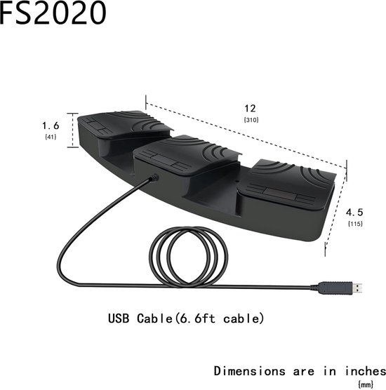 USB Voetpedaal met Drie Trappen voor PC Bediening en Gaming — afbeelding 3