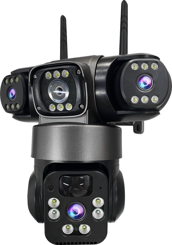 Narvie 3 Lens Solar Beveiligingscamera Wifi - 6MP - PTZ Draaibaar - Nachtzicht - PIR & Radar Detectie - V380 Pro - IP66 van Merkloos — afbeelding 3