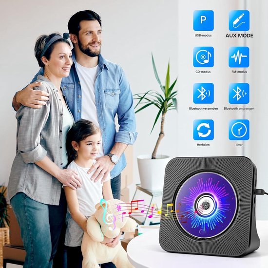 TENZHVXI - Cd-speler - Draagbare Cd-speler Met Bluetooth - Verticale Desktopontwerp/Lcd-scherm/HiFi-luidsprekers - 1 Stuk - Zwart van Merkloos — afbeelding 3