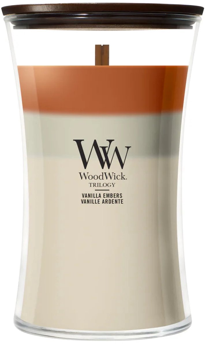 WoodWick Hourglass - Trilogy Vanilla Embers - Large Geurkaars - 130 branduren
