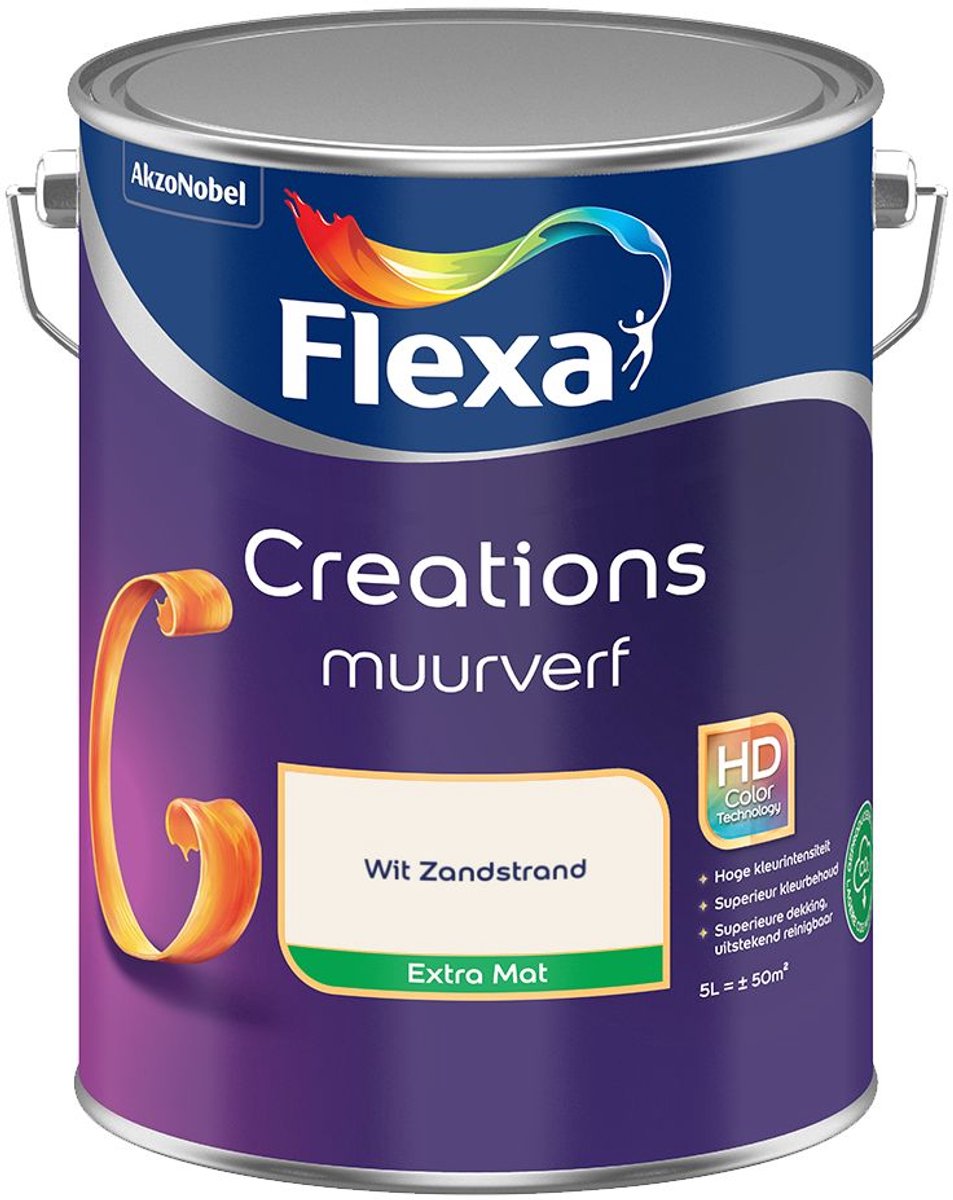 Flexa Creations Muurverf Extra Mat Wit Zandstrand 5 L