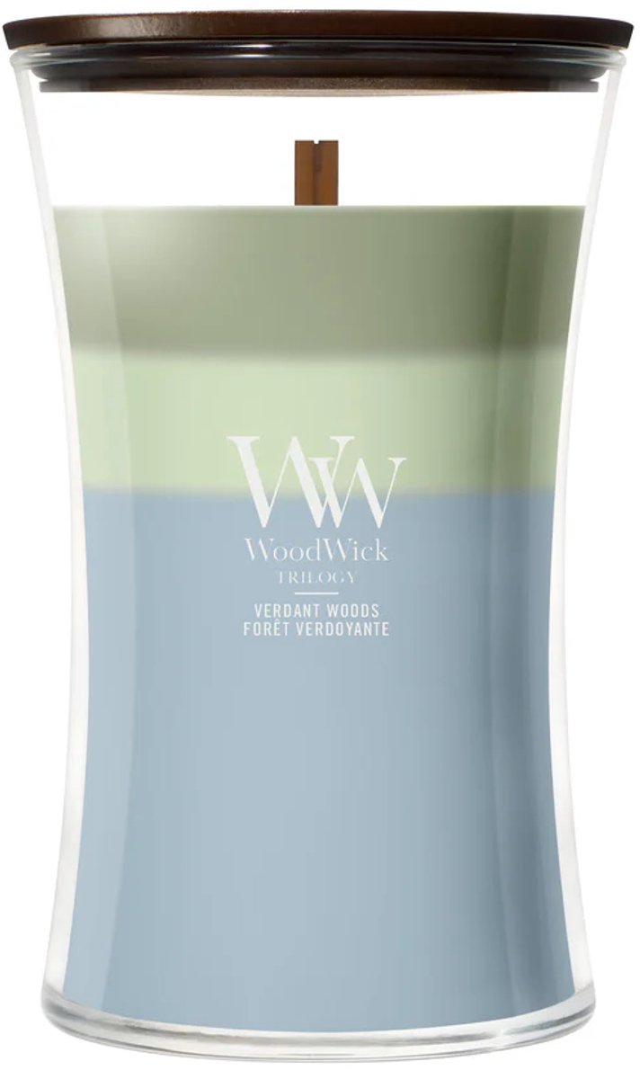 WoodWick Hourglass - Trilogy Verdant Woods - Large Geurkaars - 130 branduren Meerkleurig