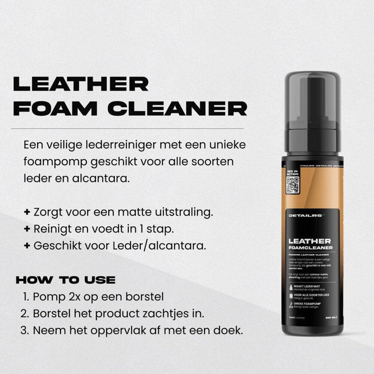Detailrs Clean & Matt Leather Set - Leer Reiniger - Leerreiniger Auto - Alcantara Reiniger - Alcantara Borstel - Leder Reiniger Auto - Car Detailing - 200ml – foto 3