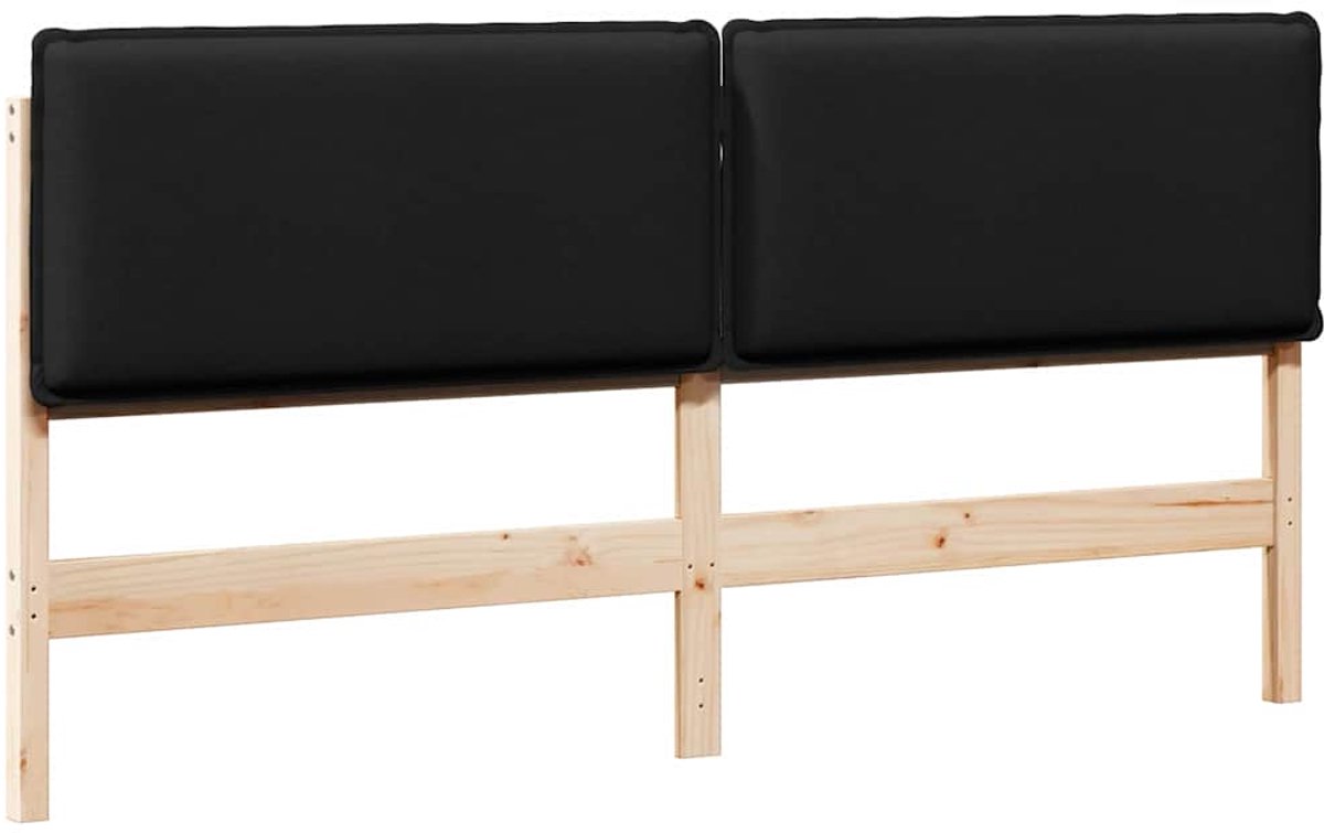 vidaXL Gestoffeerd - hoofdbord - met - hoofdeinde - Natuurlijk - en - zwart - 180 - cm Natuurlijk en zwart