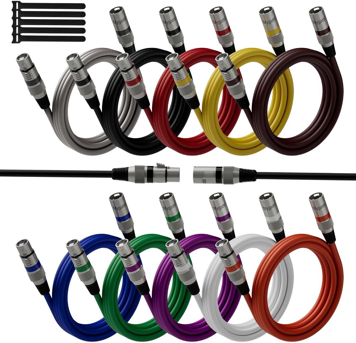 XLR Kabel Microfoonkabel 1.5 Meter (10 Stuks) - 3-Pin Gebalanceerde Audio & DMX Patchkabel