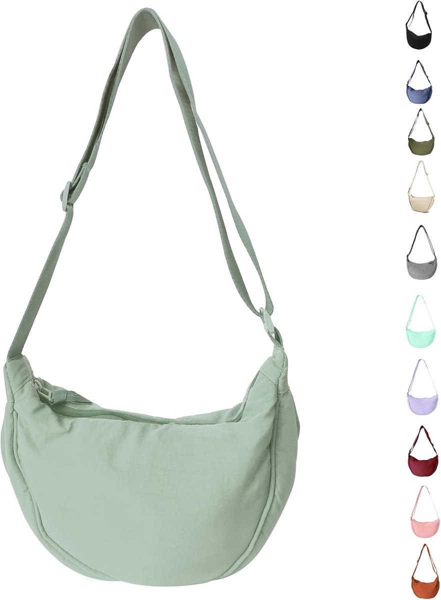 Dames Halve Maan Tas Nylon Schoudertas 'Hobo' Model met Verstelbare Band