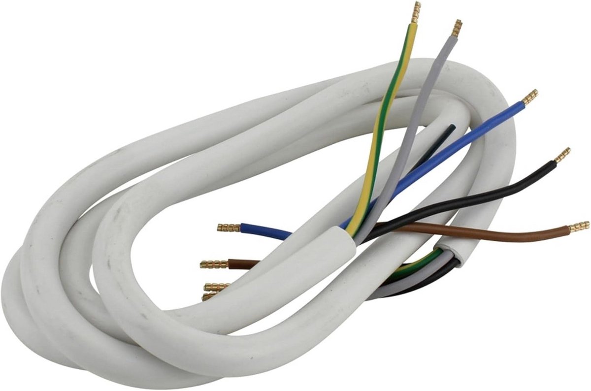 Fornuis Aansluitkabel 5G 2.5mm² - 2 Meter Wit - Voor Laag en Gemiddeld Belaste Apparaten