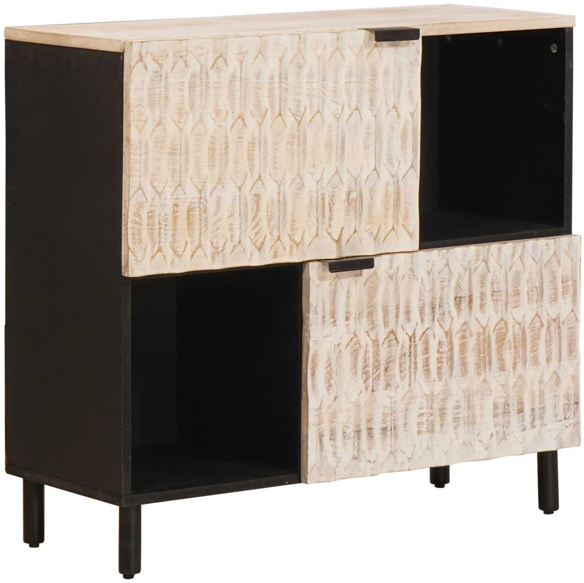 vidaXL - Dressoir - Witte - Was - Afwerking - 80 - x - 33 - x - 75 - cm - Massief - Mango - Hout