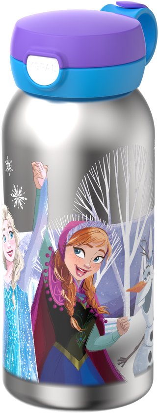 Mepal RVS drinkfles met flipdop Campus - 600 ml - Waterfles RVS - Lekdicht - Hygiënische deksel - Frozen Friends