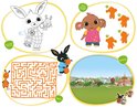 Illustraties van Bing: puzzel, zoek de schaduw, doolhof en een landschap.