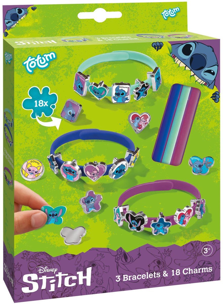 Disney Stitch Totum - 3 schuif armbandjes maken met 18 bedels en stickers - knutselen 21 -delige set speelgoed vanaf 3 jaar Lilo & Stitch cadeautip — afbeelding 15