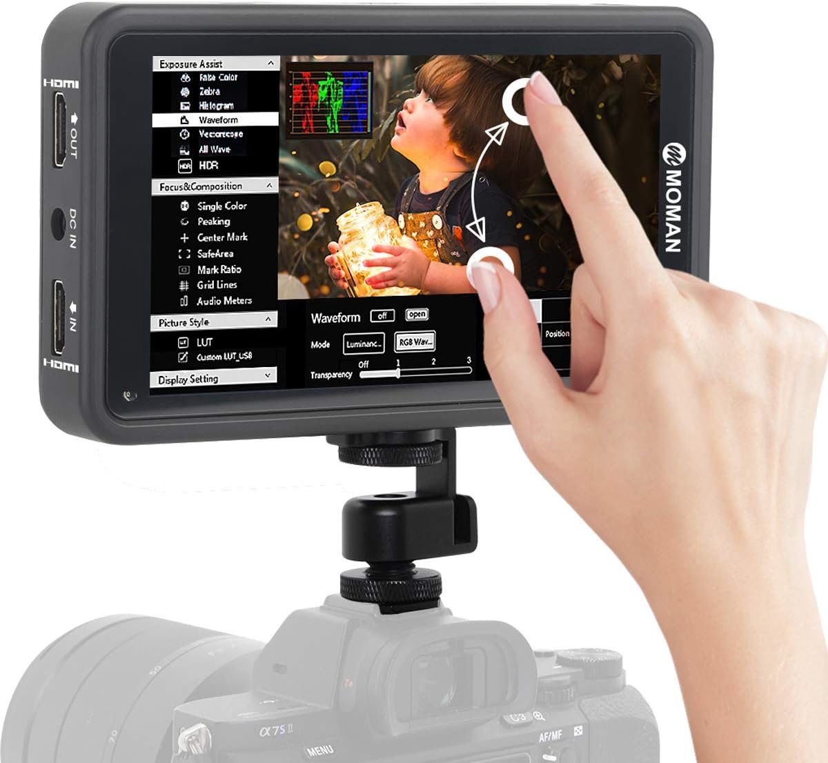 5.5 Inch Full HD Touchscreen Monitor voor DSLR en Camera - 4K HDMI Input