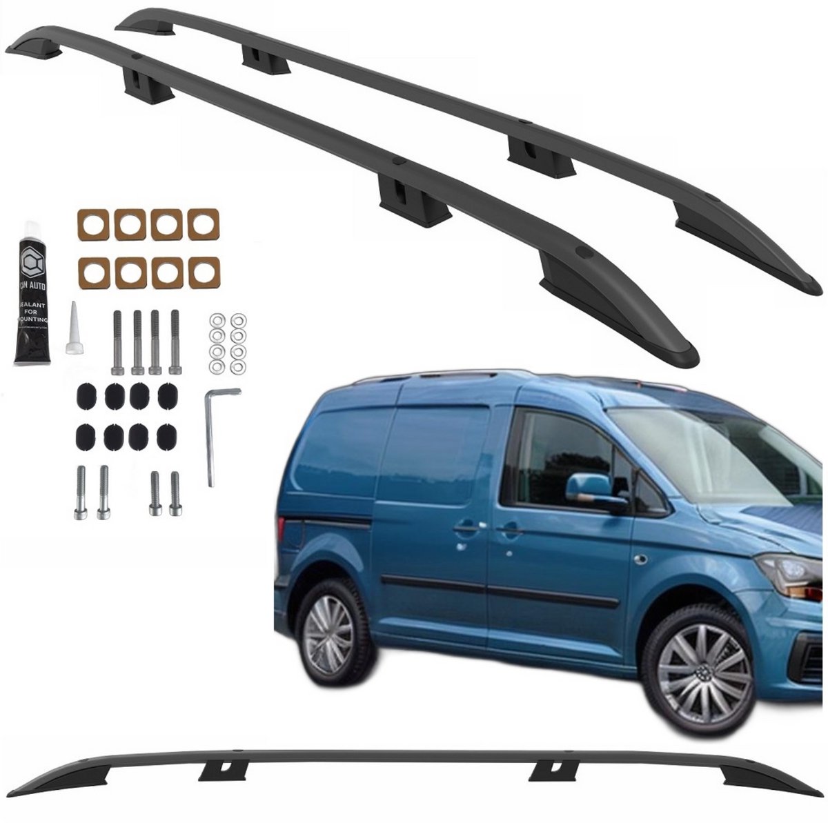 Dakrails VOLKSWAGEN CADDY FORD TRANSIT CONNECT LONG 2020 - ZWART