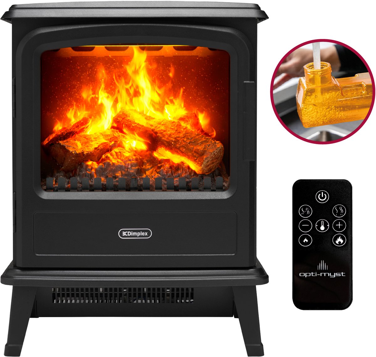 Bol.com Dimplex Evandale Sfeerhaard Elektrisch - Vrijstaande elektrische waterdamp haard - 2000 watt verwarming - Optimyst water... aanbieding