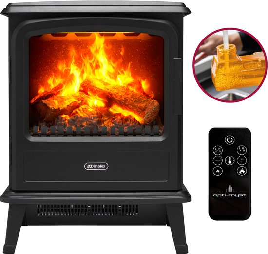 Dimplex Sfeerhaard elektrisch Evandale – Elektrische haard met verwarming en haardvuur – 1000W / 2000W – Waterdamp-haard – LED Optimyst 3D-vlameffect – Inclusief afstandsbediening – Zwart