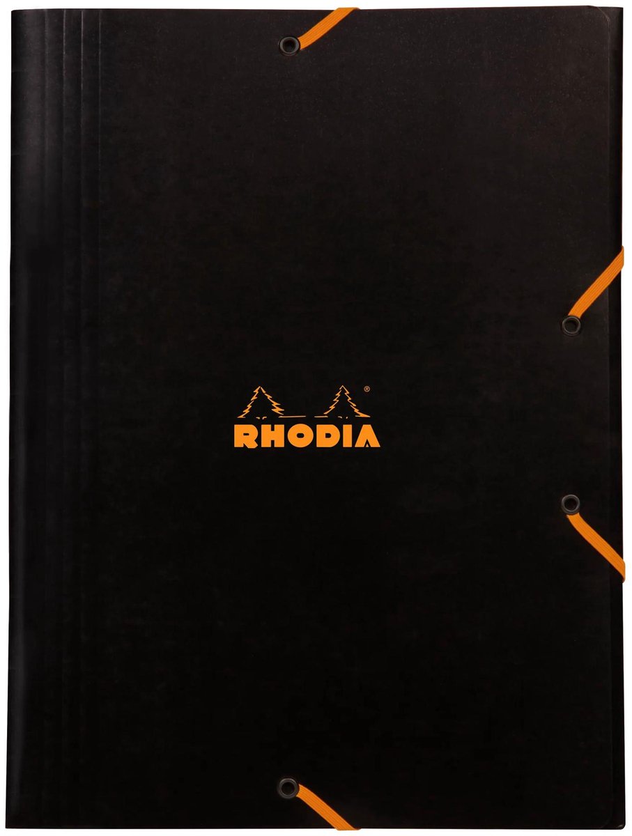 Rhodia Elastomappen - 3 stofkleppen - A4 - Zwart - 5 stuks