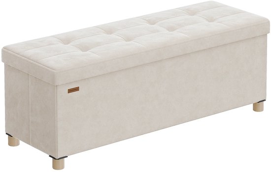 Banc de rangement - Boîte de rangement - Repose-pieds - Boîte de rangement - Pliable - Banc - Beige - 38x110x40cm