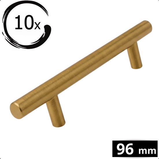 10X By MJM Handgreep Goud RVS – Handgreep Goud 96mm – Handgrepen – handgreep keuken – Meubelbeslag – handgrepen keukenkastjes – handgrepen kast – Keukengrepen Goud – Kastgrepen – Meubelgrepen – Deurgreep Goud – Denver Serie