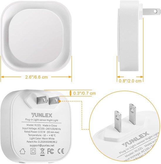 Dimbare LED Nachtlamp met Schemersensor - Automatisch Aan/Uit bij Donker - Set van 2 van Merkloos — afbeelding 3