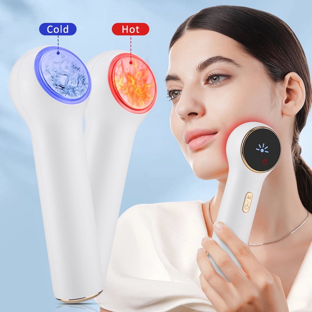 Apparaat voor gezichtsversteviging met warmte en koude, elektrische liftende gezichtsmassager, dieptereiniging, zachte vibratie, zacht gezichtsmassageapparaat