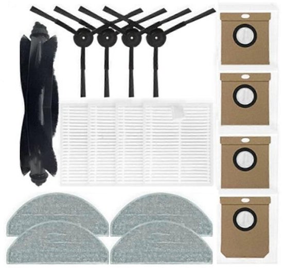 Accessoireset geschikt voor Eufy L60, L60 SES, L50 & L50 SES - 17-Delig - Inclusief HEPA Filters, Rolborstel, Zijborstels, Mopdoeken & Stofzakken - Vervangingsonderdelen Kit