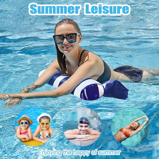 2-Pack Opblaasbare Waterhangmat Set met Luchtpomp, 128x70 cm, Zomer Relaxen in Zwembad van Merkloos — afbeelding 4