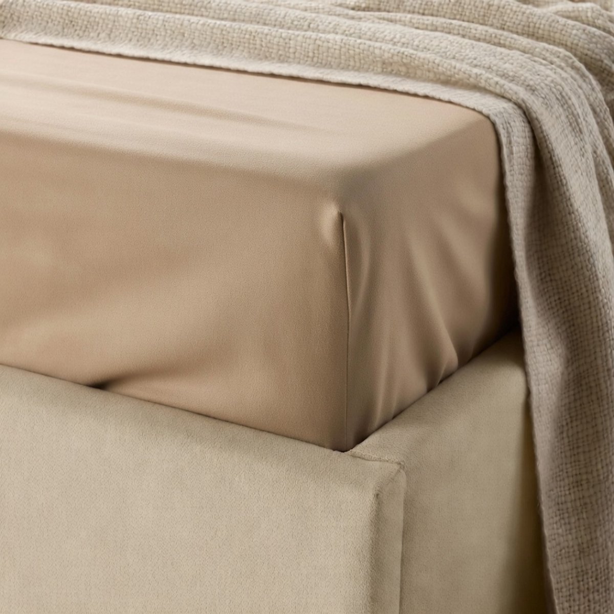 Y-NOT™ - Velvet Velours - Hoeslaken - Nude - 90x200+30cm 1-Persoons - Hoekhoogte 30cm - 30 dagen proefslapen