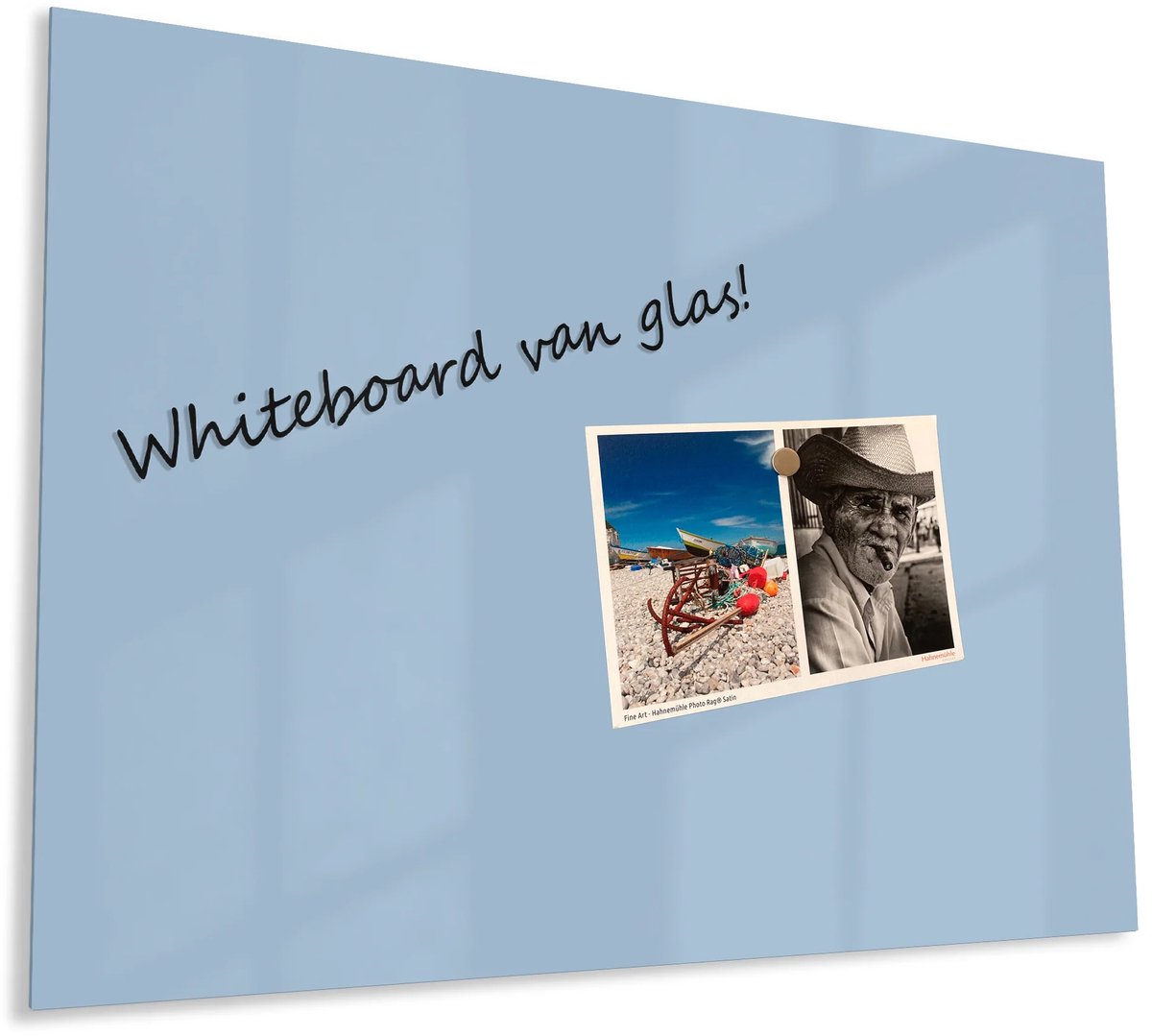 Mydesignglas Glazen Whiteboard - Gehard Glas - Magneetbord - Memobord - Magnetisch - Krasbestendig - Frameless -90x60cm - Skyblue