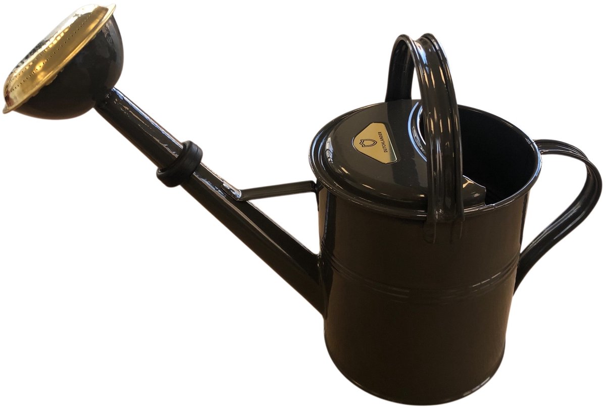 Dutchlander Metalen Gieter 5 Liter – Thermisch Verzinkt – Messing Broes – Ombergrijs – Engelse Stijl