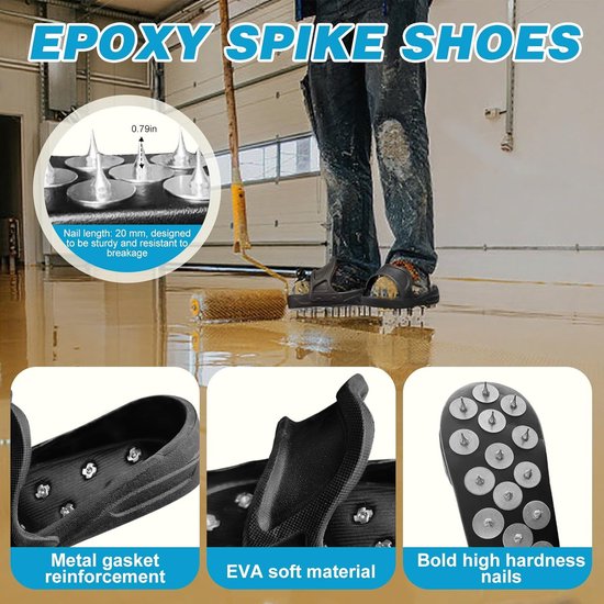 Spike Schoenen voor Epoxyvloeren & Harscoatings - Geschikt voor Overlays, Dekkingen en Schuurwerk - IJsijzers, Zwart - L — afbeelding 5