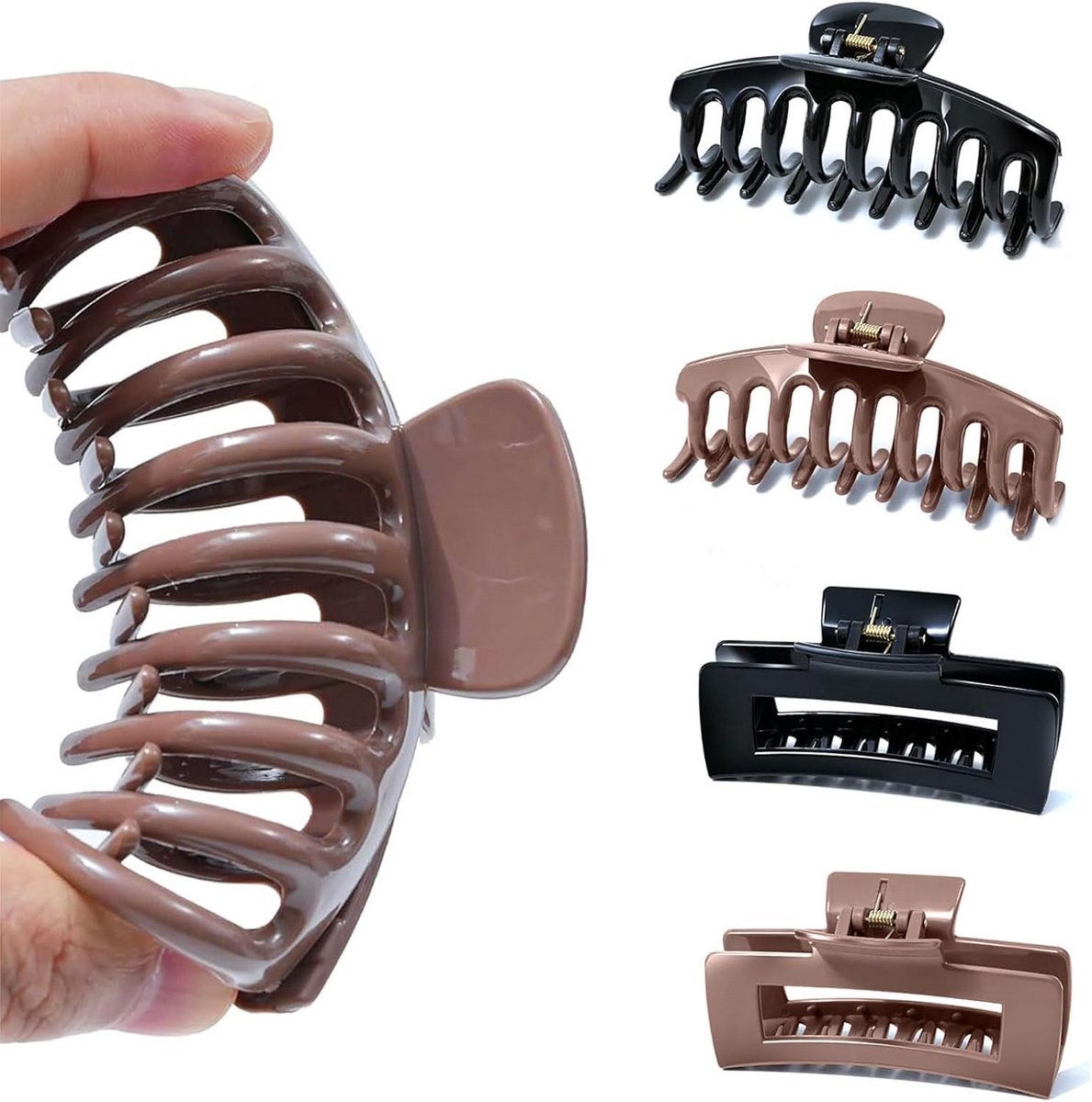 4x Flexibele Haarclips Set - Zachte Silicone Klemmen - Non-Slip voor Dik en Dun Haar