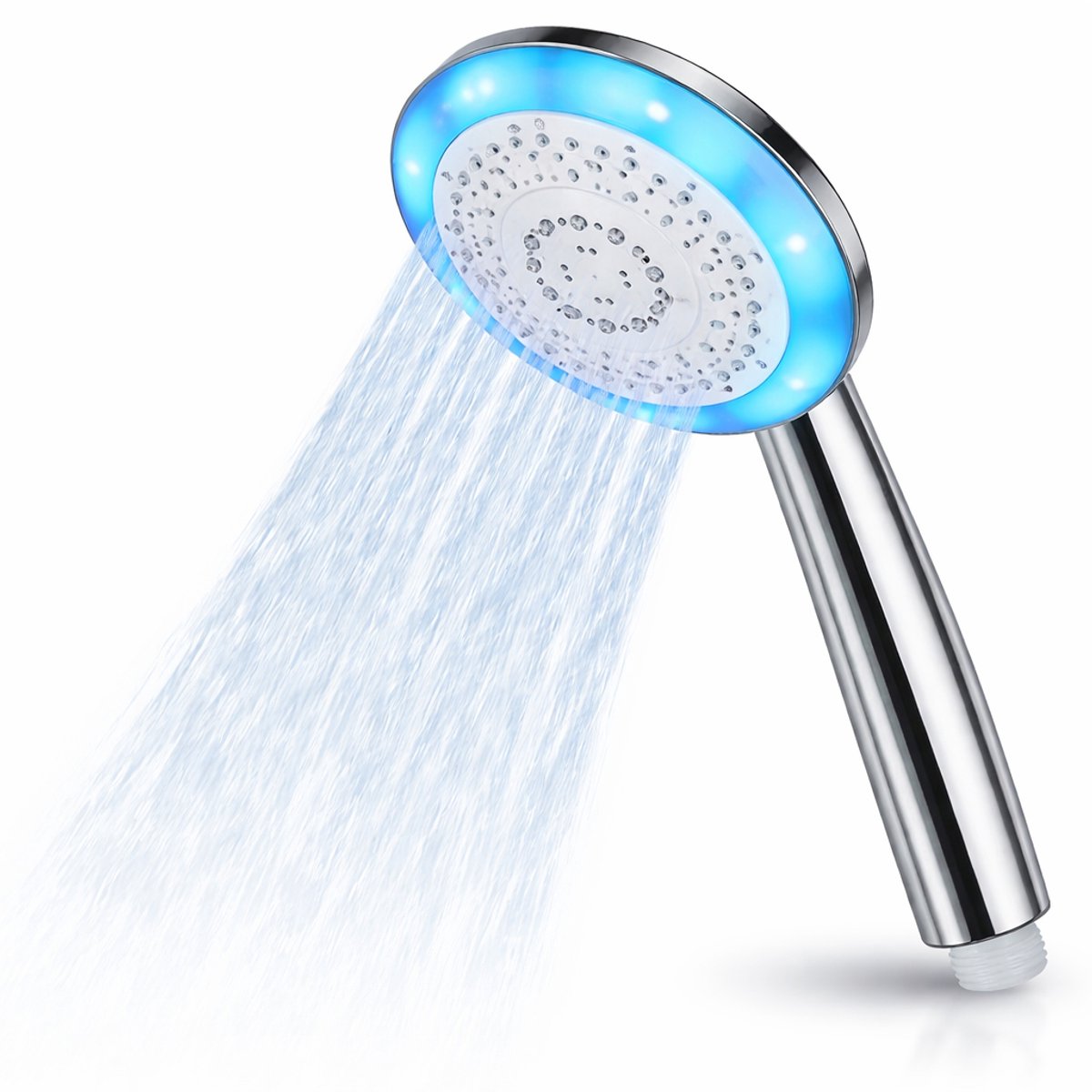 Miomare LED Douchekop - Handdouche - Anti-kalk - 5 standen - 1/2" - 6 kleuren en 3 kleuren afhankelijk van temperatuur - Geen batterij nodig -