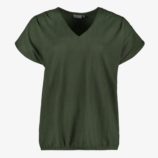 T-shirt TwoDay pour femme avec col en V vert foncé - Taille XXL