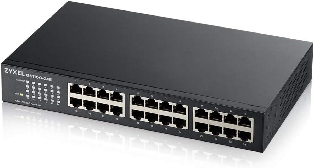 24-Poorts Gigabit Switch met 2 SFP Uplink Poorten | Stille, Energiezuinige Netwerk Switch